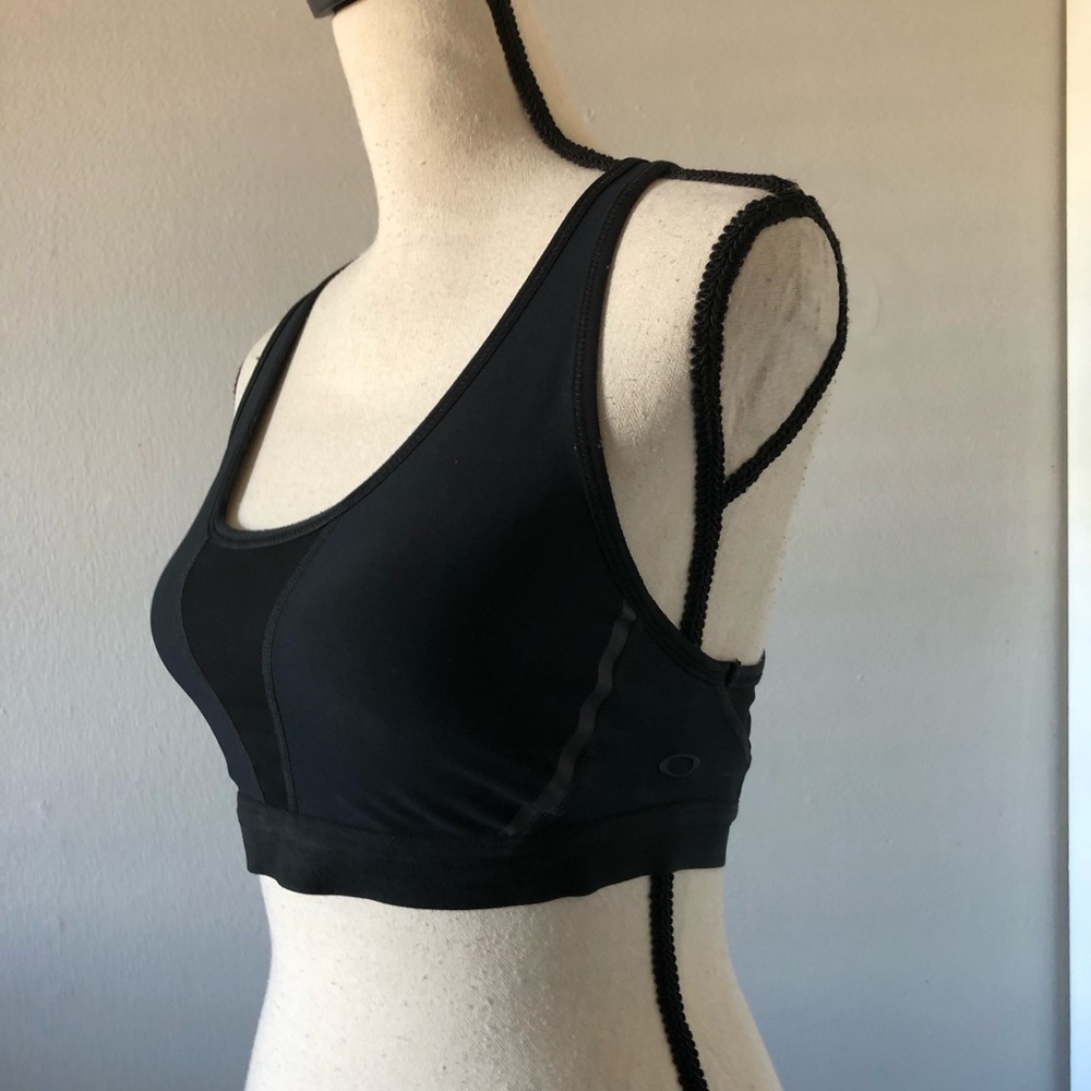 OAKLEY Women Wireless Padding Free Mesh Accent Black Sport Bra | S